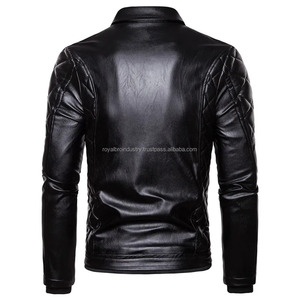 Chaqueta de Motociclista de Cuero para Hombre, Invierno, Cuello de Piel, Ajustada, Impermeable, Cortavientos, Forro Polar, PU, Estilo Bomber - Product Image 5
