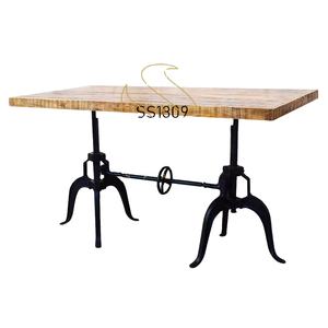 Pied en fer de designer indien et dessus en bois massif Table unique au dernier design de restaurant fabriqué à la main - Product Image 6