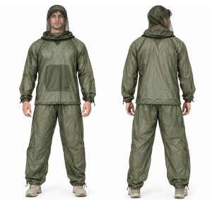 Traje de malla para caza al por mayor con capucha y velo facial, conjunto ligero y transpirable de chaqueta y pantalones para protección contra insectos al aire libre - Product Image 2