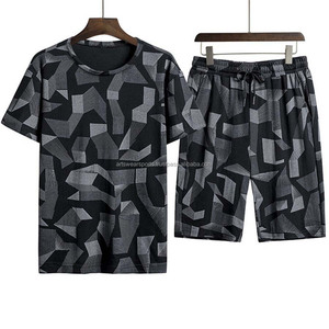 Conjunto de 2 piezas de verano para hombre, camisetas de manga corta con estampado de sublimación de punto transpirable, pantalones cortos, conjunto de chándal High Street Plus - Product Image 6