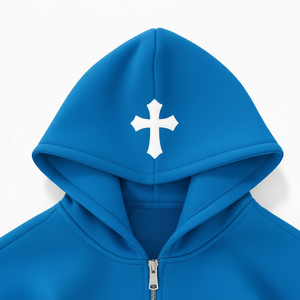 Sweat-shirt à capuche zippé en coton pour homme, logo personnalisé imprimé sur le devant, coupe ample décontractée, streetwear hiver, 2 pièces - Product Image 2
