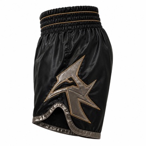 Shorts de boxe unisexe noirs avec imprimé étoile dorée, respirants, durables, légers, séchage rapide, en polyester, pour arts martiaux, sans coutures - Product Image 2