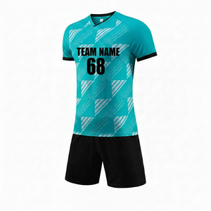 Ensemble de maillots de football personnalisés sublimés, col en V, manches courtes, nom de l'équipe, 68 % polyester respirant, uniforme unisexe adulte toutes saisons - Product Image 1