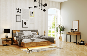 Lit King Size en Teck Massif de Qualité Durable pour Chambre à Coucher, Design Moderne et Confortable avec Plateau en Teck et Sommier Sculpté - Product Image 6