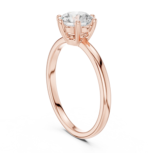 Anillo de Compromiso Solitario Redondo Chapado en Oro Rosa de Lujo para Mujer, Joyería Clásica Minimalista para Promesa de Boda, Regalo - Product Image 2