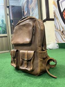 Premium Faux <b>Leather</b> <b>Backpack</b> 15 Inches Vintage Style Unisex Softback Zipper Closure Interior Pocket 20-36L Outdoor Hiking - Product Image 4