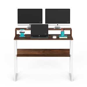 Bureau d'ordinateur portable Corbyn Plus avec support d'écran, étagères et rangement pour livres, idéal pour le bureau à domicile et les bureaux télétravail. - Product Image 3