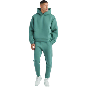 Chándal con Capucha Verde para Hombre, Estilo Casual, Color Sólido, con Bolsillos Laterales, Transpirable, 100% Algodón, Estilo Otoñal - Product Image 3