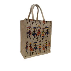 Bolsa de Yute Rectangular Estampada - Diseño Art Deco Ecológico Hecho a Mano, Ligera, Duradera, para Uso en Exteriores, Diwali, Jubilación, 100% - Product Image 1