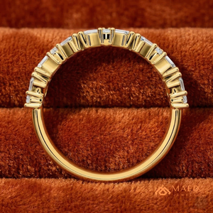 แหวนเพชรโมอิสซาไนต์ทรงบาแกตต์ชุบทอง 18K แหวนแต่งงานแบบ Eternity เครื่องประดับหรูหราจากสหรัฐอเมริกา - Product Image 2