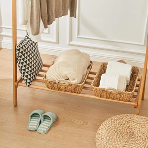 2-Pack Eco-Friendly Hyacinth <b>Woven</b> Storage <b>Baskets</b> with Handles Water Hyacinth Wicker Pantry <b>Baskets</b> for Shelf Storage - Product Image 4