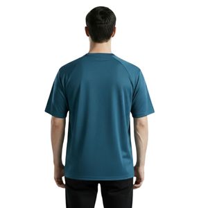 T-shirt de performance bleu pour homme, coton premium, col rond, respirant, doux, pour la gym, le fitness, l'entraînement, vêtements décontractés, logo personnalisé OEM O - Product Image 3