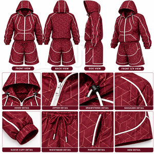 Ensemble short coupe-vent le plus vendu avec impression en relief unique, en tissu nylon léger - Product Image 6