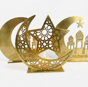 Wholesale Eid Mubarak Wooden Decoration Hollow Moon <b>Star</b> <b>LED</b> Night <b>Light</b> Ramadan Kareem Islamic Home Table Decor Ornaments - Product Image 2