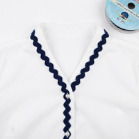 Ruban artisanal Neelkamal Industries en velours bleu marine, bordure ondulée, 15 mm, couleur unie, 100 % nylon, résistant au rétrécissement, 100 mètres