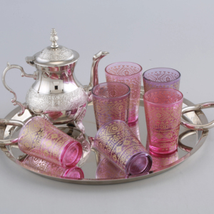 Service à thé marocain 6 verres un plateau une théière dans un coffret cadeau - Product Image 1