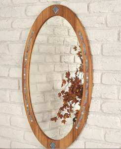 Espejo de Pared Ovalado de Madera Maciza Hecho a Mano con Incrustaciones de Mosaico, Espejo Decorativo de Madera de Teca Estilo Boho para Decoración de Pared de Sala de Estar u Hotel - Product Image 2