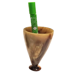 <b>Brush</b> Holder with Fancy Style Best Quality Horn Material New Arrival Luxury Bathroom Sets <b>Round</b> Brown Color - Product Image 2