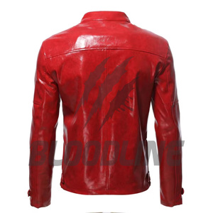 BLOODLINE Men's Black PU Leather Moto Biker <b>Jacket</b> <b>Slim</b> <b>Fit</b> Zipper Closure Stand Collar Solid Color Autumn Wear - Product Image 2