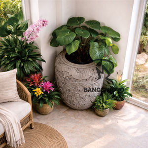 Vase à fleurs en osier magnifiquement sculpté, durable et écologique, parfait pour la maison tropicale, la villa, la ferme - Product Image 2