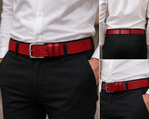 Ceinture formelle vintage en cuir de vache noir pour homme DUMELA, boucle carrée en argent, durable, légère, solide, 40 pouces, 1,30 cm - Product Image 4