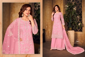 Designer Salwar Kameez Costume Dupatta Indien Pakistanais Dames Femmes Porter Broderie Cordon Travail Filet De Soie En Gros À Bas Prix - Product Image 5