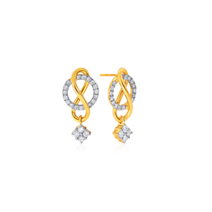 18K Gold Modern <b>Infinity</b> Loop Dangle <b>Earrings</b> Round Lab Grown Diamond Elegant Bridal Fine Jewelry <b>Earrings</b> for Women Gift - Product Image 2