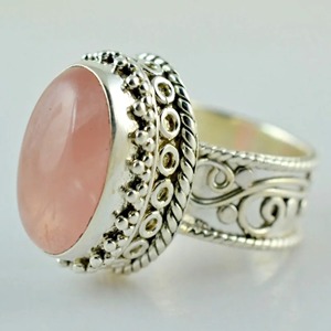 Rose <b>Quartz</b> Oval <b>Ring</b> 925 Sterling Silver Handmade Promise <b>Ring</b> for Women Jewelry gift for her bezel setting January Birthstone - Product Image 1