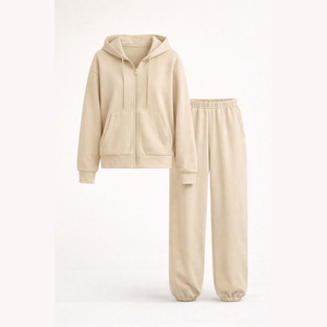 Ensemble de survêtement rose à capuche zippé pour femme, manches longues, couleur unie, coupe décontractée, sweat-shirt et pantalon, tenue d'automne - Product Image 3