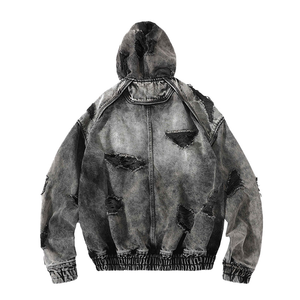 Pulls à capuche surdimensionnés pour hommes en molleton 100% coton, imprimés numériquement à carreaux, effet soleil délavé, lourds, délavés à l'acide et usés, vente en gros - Product Image 4