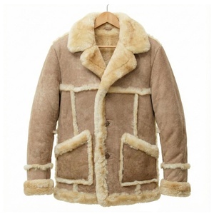 Vestes en cuir et fourrure pour hommes, style motard, en shearling de haute qualité, mode hiver, sur mesure OEM. - Product Image 1