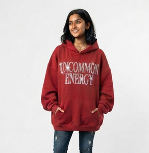 Women Baggy Rhinestone Hoodies Casual 100% Fleece Polyester Full Sleeve Drop Shoulder Heavy <b>Weight</b> 430GSM Sweat Hoodies - Product Image 4