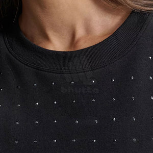 Sweat-shirt décontracté pour femme, style streetwear, avec strass et logo frontal, haut scintillant tendance, en promotion - Product Image 6