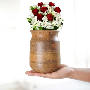 Petit vase en bois artisanal, décoration minimaliste, accent de style naturel, grain naturel, écologique, pour la maison, le bureau, l'étagère, la table, idée cadeau - Product Image 1