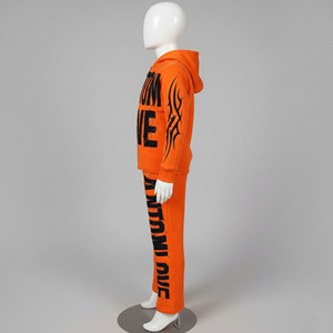 Survêtement décontracté à capuche pour enfants 2026, grande taille, avec fermeture éclair, logo brodé effet vieilli et strass, 100% polyester, Pakistan - Product Image 3