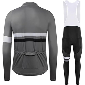 Men's <b>Cycling</b> <b>Jersey</b> Set Long Sleeve Gray Black <b>White</b> Breathable Sport Kit - Product Image 2