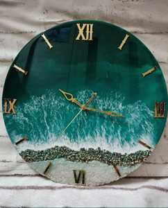 Horloge murale suspendue moderne en résine, noir et or, design Art Déco antique, effet miroir, décoration de salon, aiguille à quartz - Product Image 2