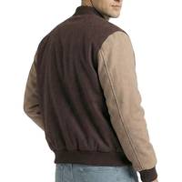 Jaket Varsity Biru Putih Pria Gaya Letterman Kancing Depan Kasual Streetwear Pakaian Luar Manset Bergaris Pakaian Fashion
