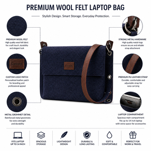 กระเป๋าใส่แล็ปท็อปแบบใหม่ ทำจากผ้าสักหลาด สำหรับ Ultrabook  กระเป๋าเก็บแล็ปท็อปแบบทนทาน ผลิตจากผ้าขนสัตว์สักหลาด ขายส่งจากโรงงาน - Product Image 6