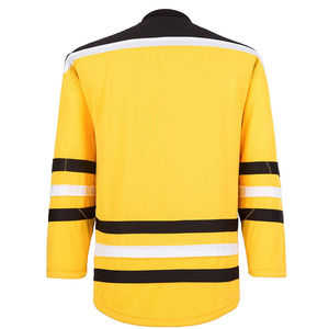 Jersey de Hockey a Rayas Amarillo, Negro y Blanco para Hombre, Estilo Deportivo con Cordones, Manga Larga, Personalizado con Logotipo Sublimado y Bordado - Product Image 3