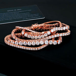 Pulseras de tenis de moissanita chapadas en rodio con corte brillante redondo y engaste de puntas, joyería de lujo para mujer, pulsera de boda - Product Image 3