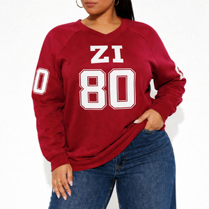 Sudadera Oversize de Forro Polar para Mujer con Estampado de Número Universitario, Estilo Casual, Diseño Personalizado, Sudadera con Capucha de Lujo - Product Image 1