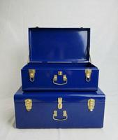 Ensemble de boîtes de rangement pour vêtements en métal vintage de luxe, rectangulaires, marron brillant, avec quincaillerie en fer, double niveau, gain de place, durables pour