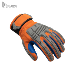 Custom Heavy Duty High Visibility Latex Coated Work Gloves Non-Slip Sandy Crinkle Latex Palm <b>Leather</b> <b>Cuff</b> Patch Elastic <b>Wrist</b> - Product Image 4