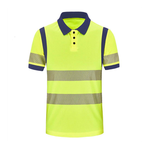 High Visibility Safety Polo Shirt Breathable Quick Dry Workwear Reflective <b>Strip</b> Construction Worker Safety Shirts with Pocket - Product Image 1
