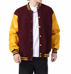 Unisex Polyester/Cotton Varsity Jacket Windproof Embroidered Letter Casual Autumn <b>Turn</b>-down Collar <b>Button</b> Front Regular Fit - Product Image 1