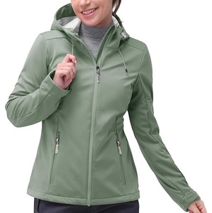Vestes softshell pour femmes bleu marine, coupe ajustée, imperméables, vêtements d'extérieur de qualité export, avec capuche, vestes softshell - Product Image 3