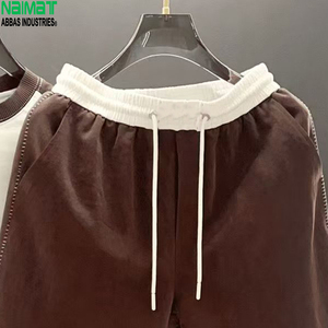 Conjunto de Camiseta y Pantalones Cortos para Hombre, Diseño Color Block, Transpirable, de Algodón Tejido, Ropa de Verano, NAIMAT ABBAS INDUSTRIES - Product Image 5