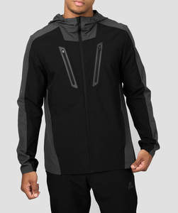 Survêtement de sport personnalisé pour homme avec fermeture éclair, imprimé, en nylon, pour l'entraînement, le jogging d'hiver et les tenues de sport, coupe-vent en polyester - Product Image 1