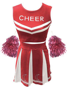 Costume de pom-pom girl pour femmes, ensemble de cosplay, robe de football pour filles et adultes, ensemble d'Halloween, logo personnalisé, design avec strass et paillettes - Product Image 5